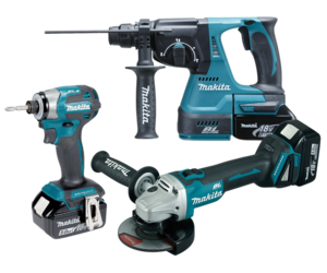 סט 3 כלים נטען 18V עם 3 סוללות 5Ah ומטען – DLX3189AT1 – Makita