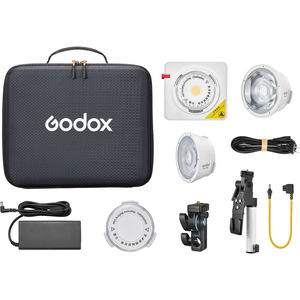 פנס לד Godox ML100Bi KIT2 Bi-Color Portable LED + 36° Lens & V-Mount Handgrip