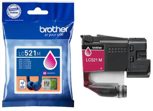 ראש דיו מקורי אדום Brother LC-521M (500 דף)
