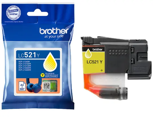 ראש דיו מקורי צהוב Brother LC-521Y (500 דף)