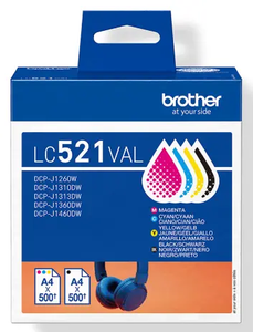 סט 4 ראשי דיו מקוריים Brother LC-521VAL (500 דף)