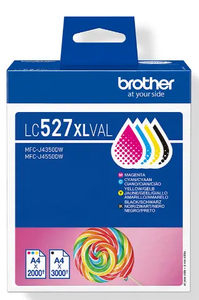 סט 4 ראשי דיו מקוריים Brother LC527XLVAL (3,000 דף בשחור 2,000 דף בצבע) 