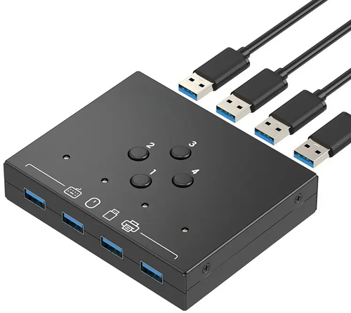 מתג שיתוף USB3.0 אוטומטי 4 מכשירים ל-4 מחשבים