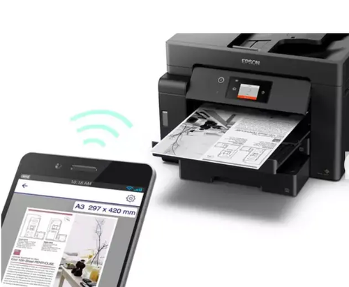 מדפסת הזרקת דיו משולבת EPSON A3 EcoTank M15140 שחור לבן בלבד