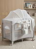 לול רשת משולב 4 ב 1 Baby Hub לול, עריסה מתחברת, משטח החתלה ומיטת קמפינג עם דופן עולה / יורדת צבע אפור / ב'ז