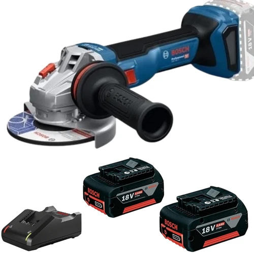 משחזת זוית GWS 18V-11 + זוג סוללות 5A + מטען