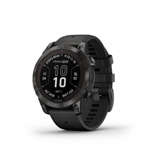 שעון ספורט Garmin Fenix 7 Pro Sapphire Solar Edition 47mm בצבע שחור מבט קדמי אלכסוני