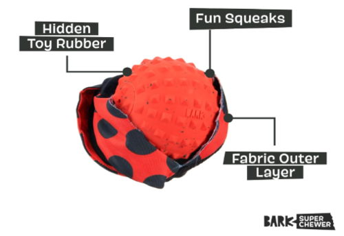 משחק לכלב בארק צעצוע נסתר פרת משה רבינו - BARK Super Chewer Lady Bugsy Squeaky Dog Toy
