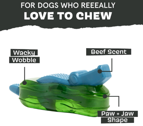 משחק לכלב בארק צעצוע קרוקודיל גומי לעיס - Barkbox Crocness Monster Dog Toy for Dogs Beef Scented 