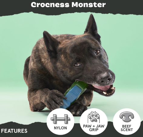 משחק לכלב בארק צעצוע קרוקודיל גומי לעיס - Barkbox Crocness Monster Dog Toy for Dogs Beef Scented 