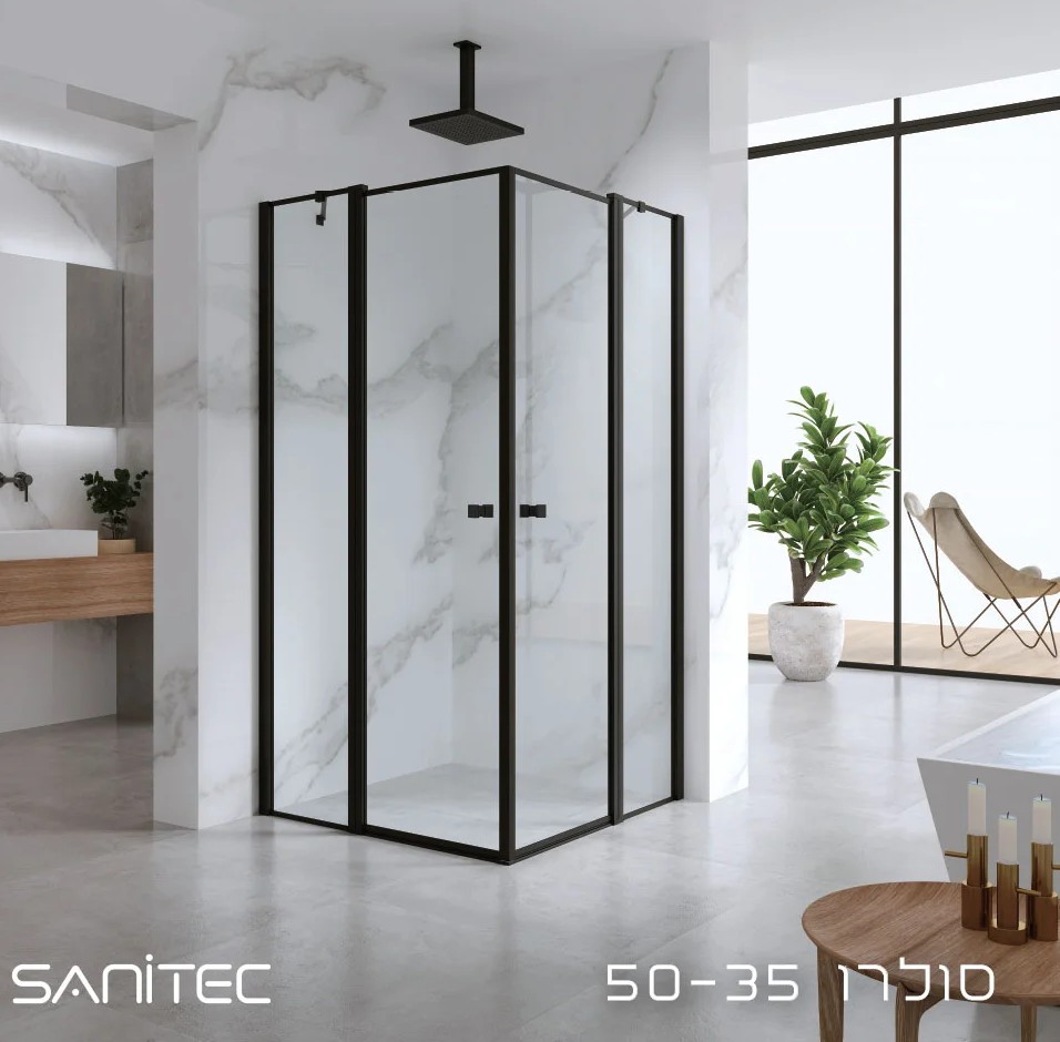 מקלחון פינתי סולרו 35 מידה 68-96 שחור סניטק SANITEC
