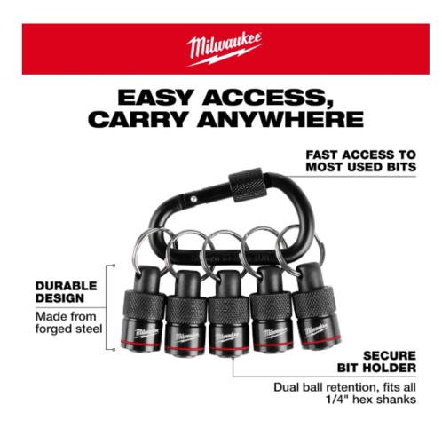 מחזיק ביטים Milwaukee 48-32-4537 עם קרבינר ל-5 אביזרי 1/4 אינץ' 