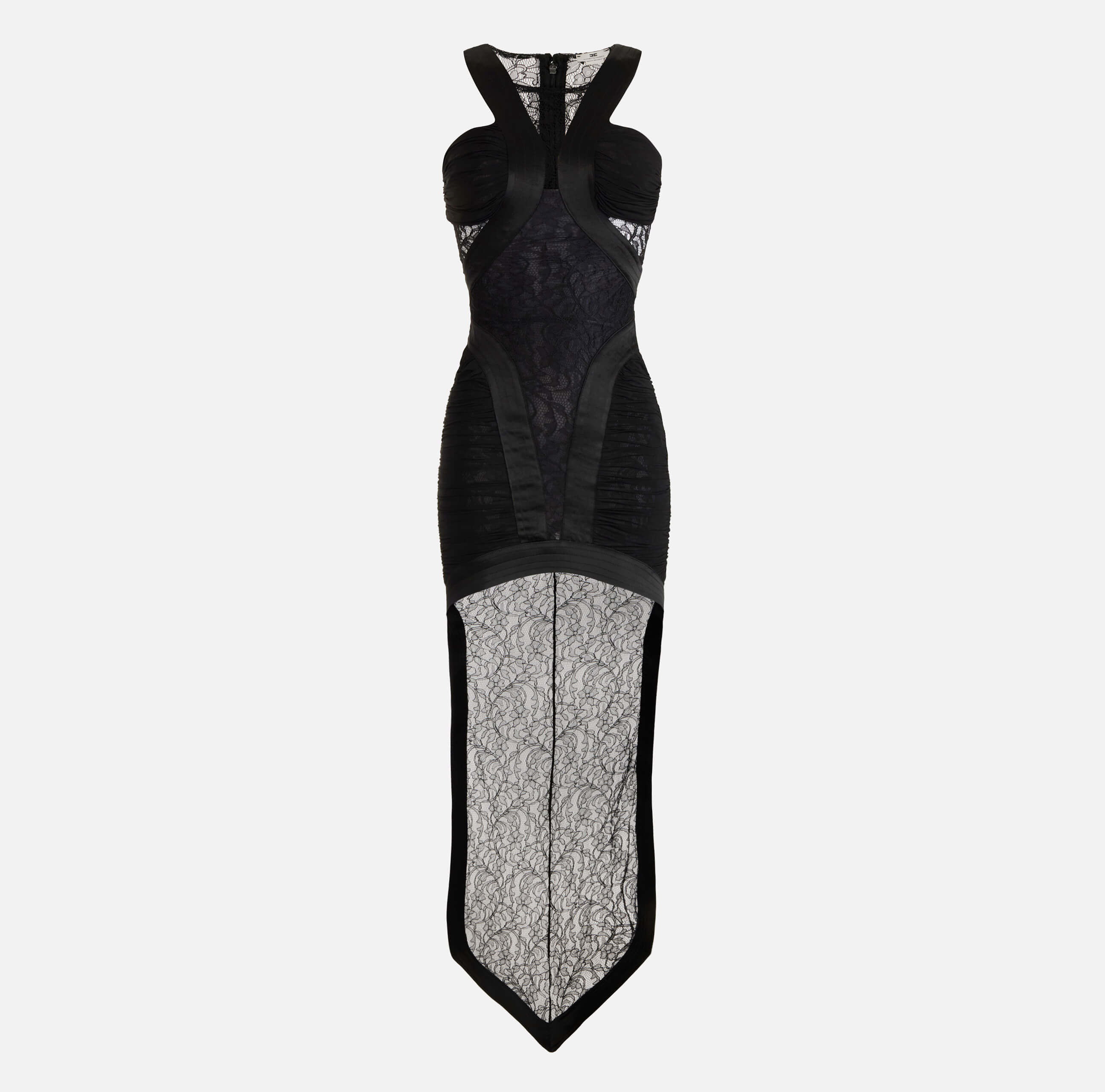 Red Carpet dress in floral lace and jersey fabrics