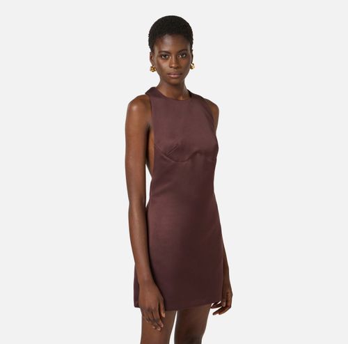 Mini dress in duchess satin with necklace
