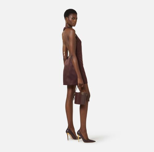 Mini dress in duchess satin with necklace
