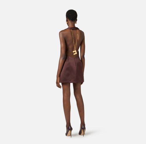 Mini dress in duchess satin with necklace