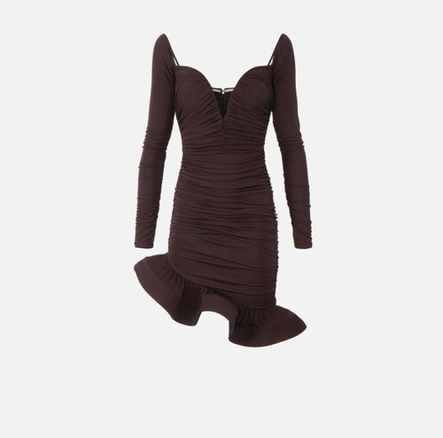 Mini dress in crêpe jersey fabric with flounce