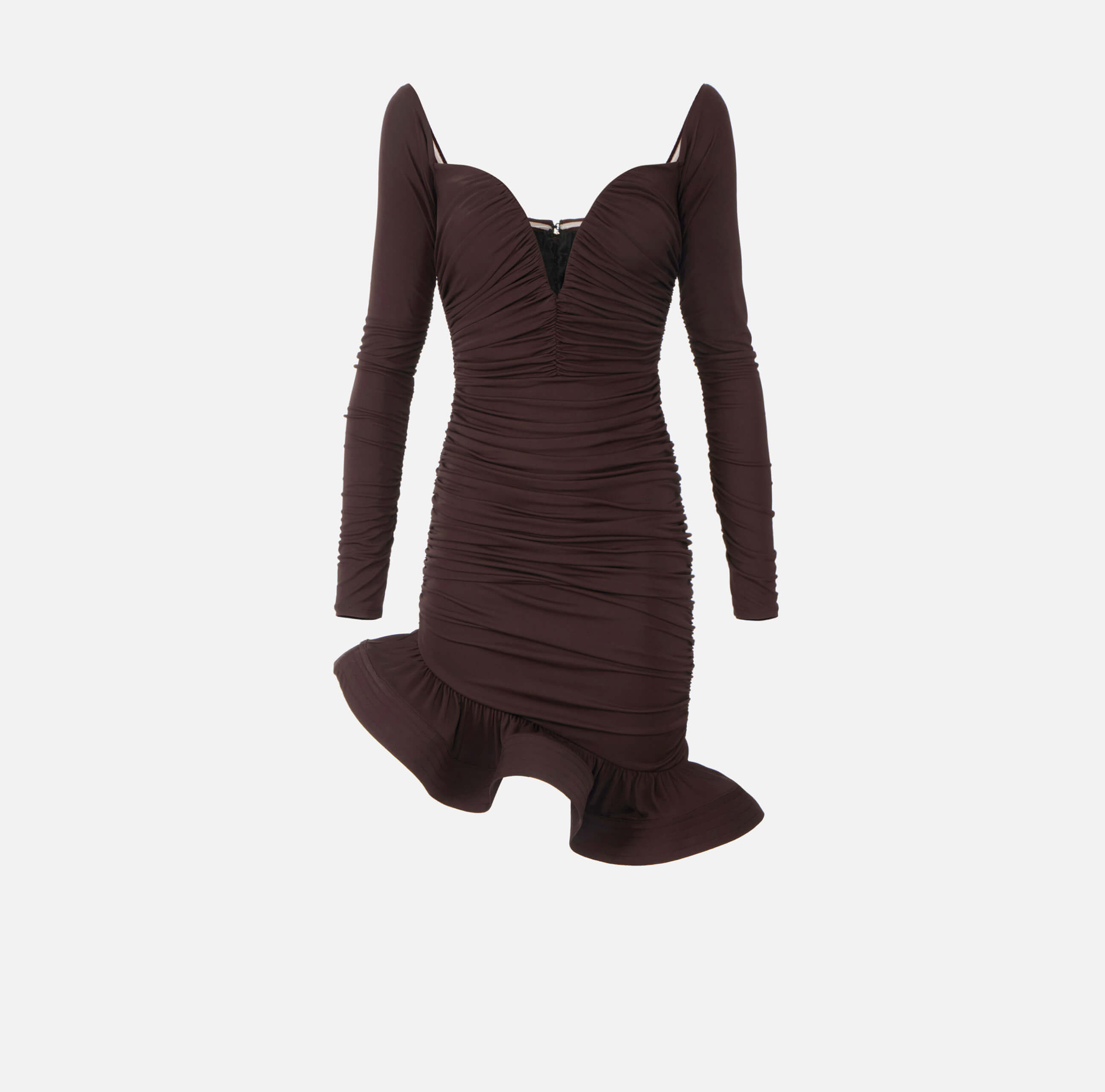 Mini dress in crêpe jersey fabric with flounce