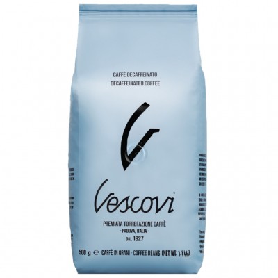 500 גרם פולי קפה ווסקובי נטול קפאין - VESCOVI DECAFFEINATO כשר