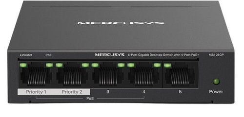 מתג שולחני Mercusys 5 Ports 10/100/1000Mbps 4-Port PoE+ MS105GP
