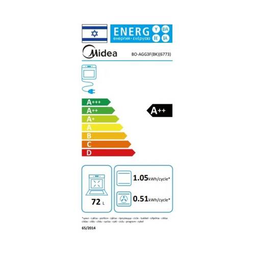 תנור בנוי דיגיטלי 72 ליטר Midea BO-AGG3F 6773 זכוכית שחורה