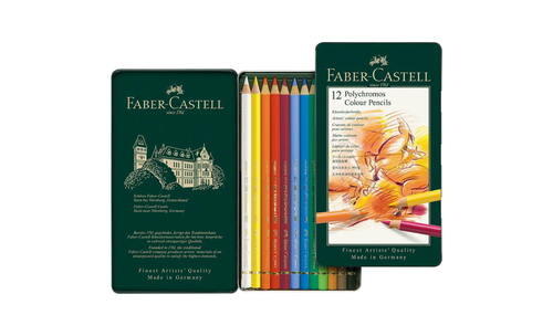 סט 12 עפרונות Polychromos במארז פח Faber Castell