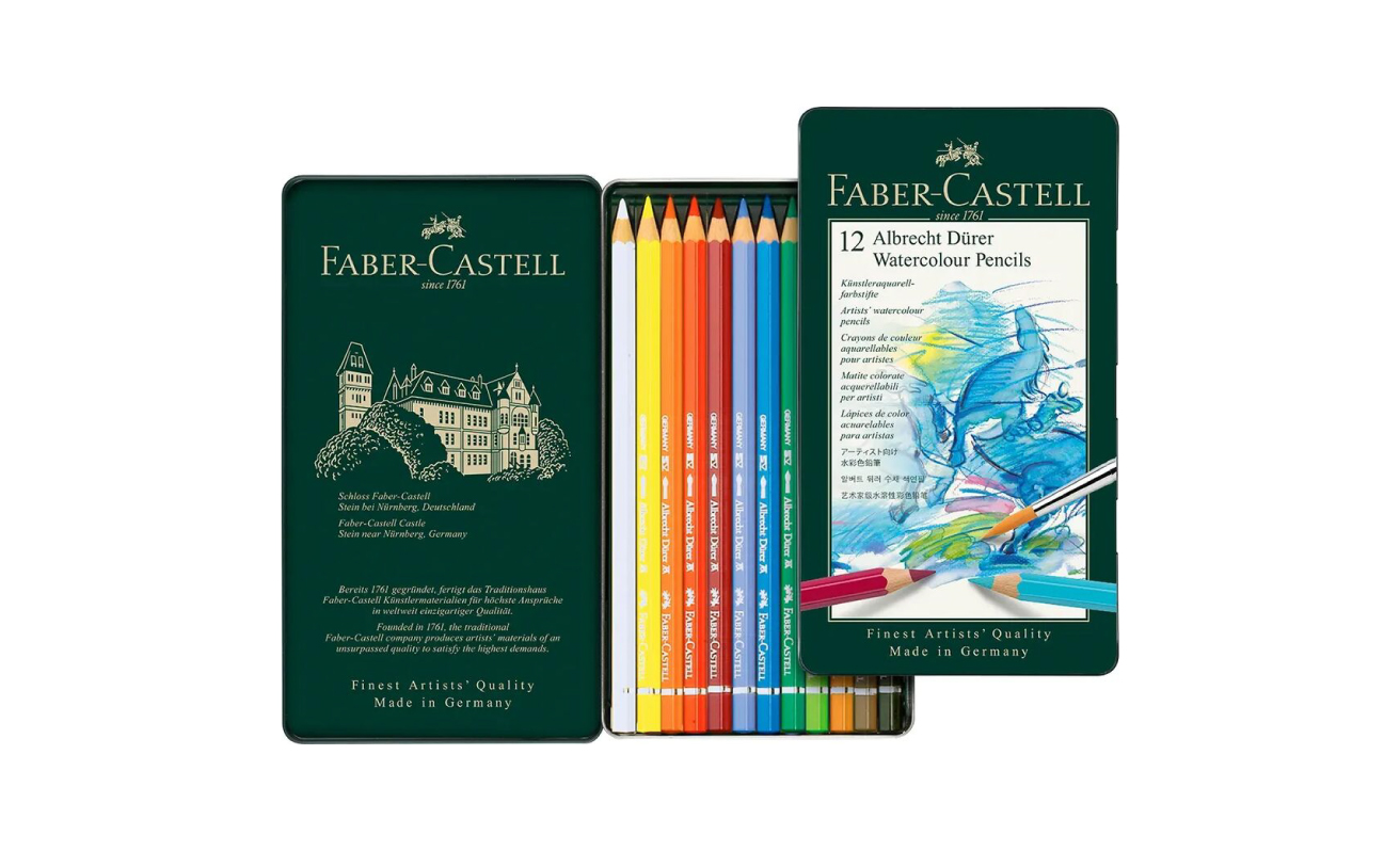 סט 12 עפרונות A.Durer במארז פח Faber Castell אקוורל