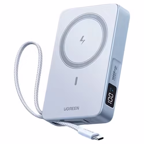 סוללת גיבוי מגנטית Ugreen 10,000mAh MagFlow טעינה Qi2 25W וכבל 30W מובנה יוגרין