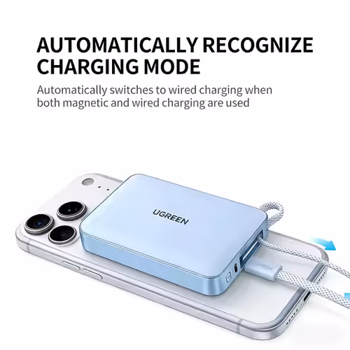 סוללת גיבוי מגנטית Ugreen 10,000mAh MagFlow טעינה Qi2 25W וכבל 30W מובנה יוגרין