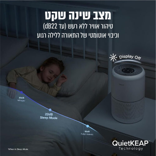 מטהר אוויר חכם Levoit Core 300S - צבע לבן שנתיים אחריות ע
