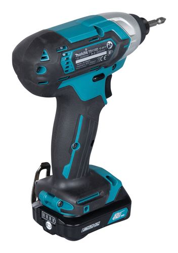 מברגת אימפקט נטענת עם 2 סוללות 1.5 אמפר ומטען - MAKITA TD110DWYE 110N/m 12V