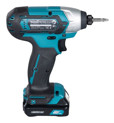 מברגת אימפקט נטענת עם 2 סוללות 1.5 אמפר ומטען - MAKITA TD110DWYE 110N/m 12V