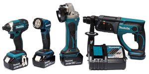 סט 4 כלים כלים 18V נטען עם 3 סוללות 5A ומטען MAKITA DLX4165TX1