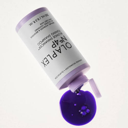 שמפו OLAPLEX NO 4P אולפלקס ללא סולפטים להעצמת הגוון והברק לשיער בלונדיני ולשיער שיבה 250 מ