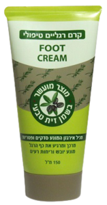 קרם רגליים טיפולי | 150 מ"ל | מועשר בשמן זית טבעי , שמן עץ התה ובשמן נבט חיטה.