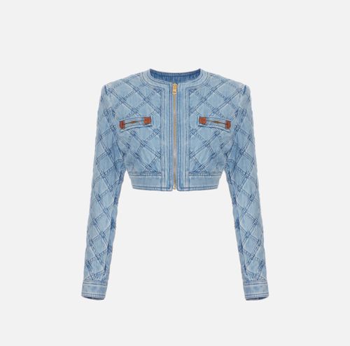 Denim jacket with diamond design