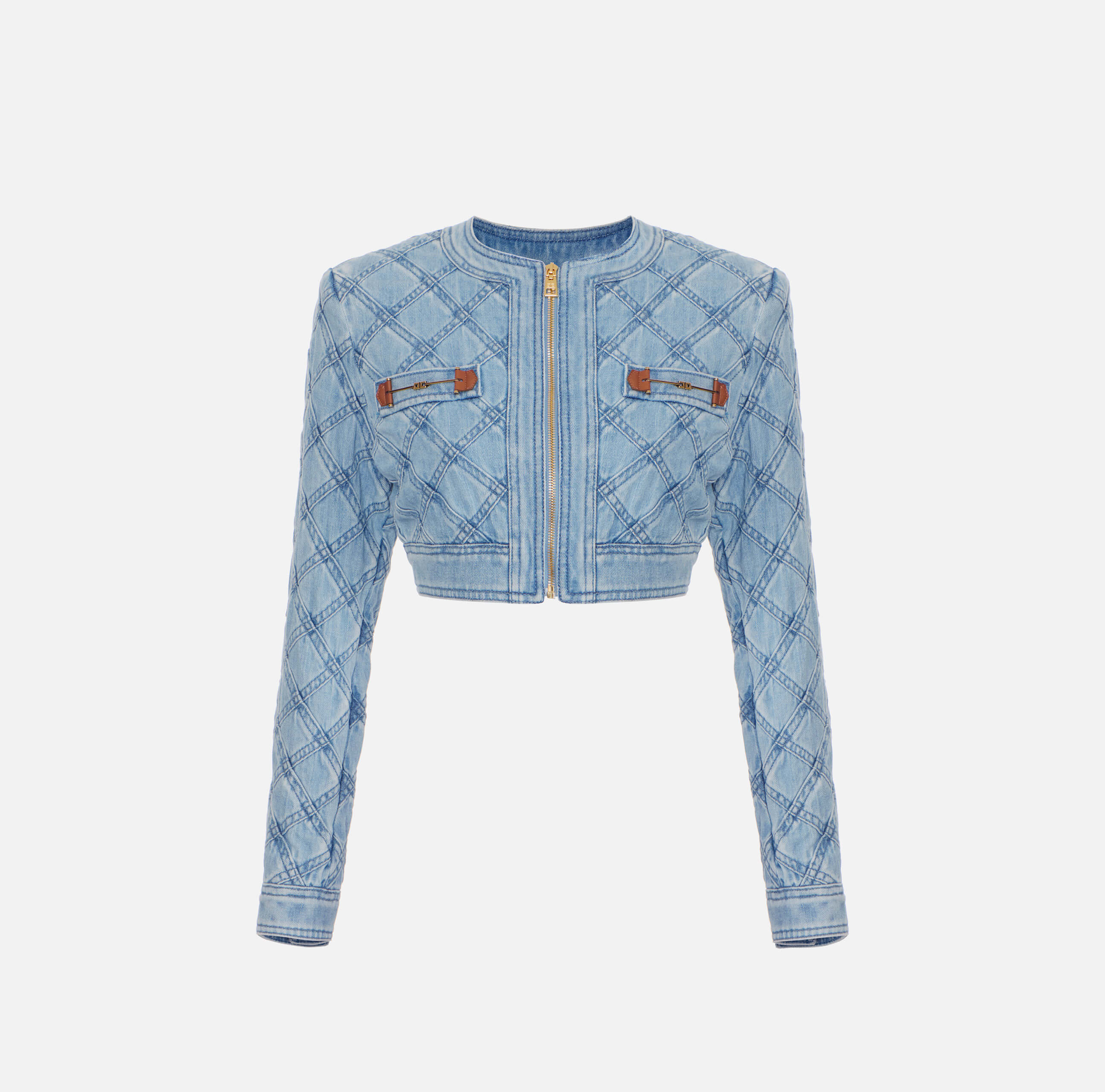 Denim jacket with diamond design
