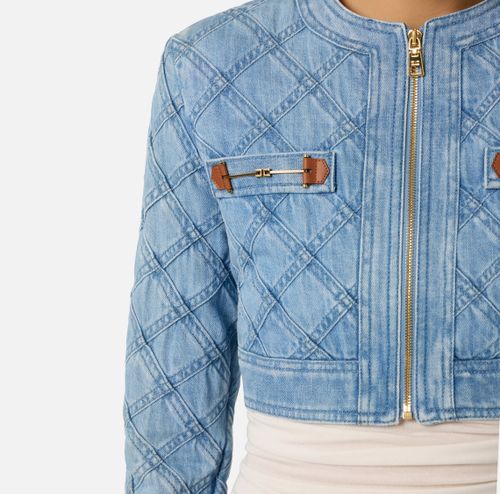 Denim jacket with diamond design