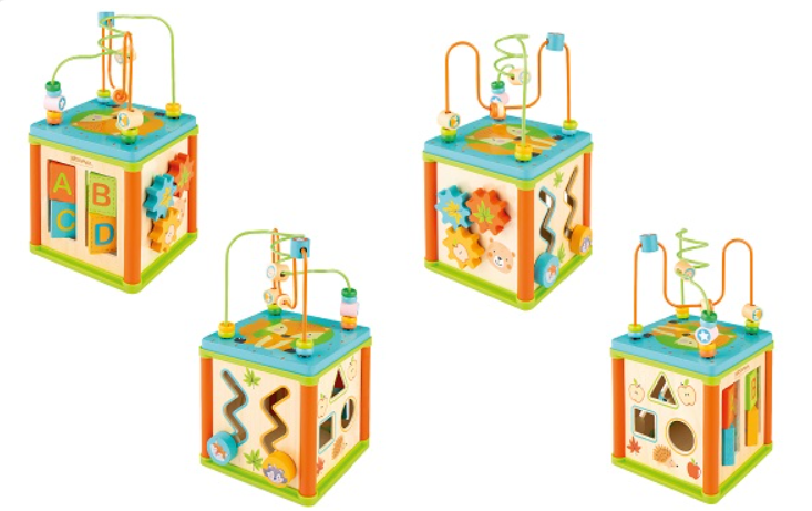 מיני קוביית פעילות מעץ לילדים Pit Toys