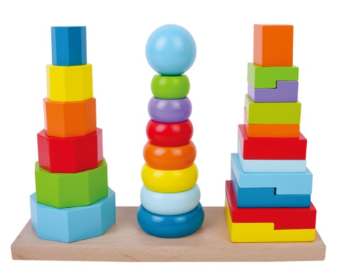 שלושה מגדלי השחלה מעץ לילדים Pit Toys