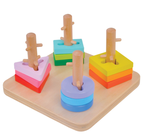 השחלת צורות בסיבוב מעץ לילדים Pit Toys
