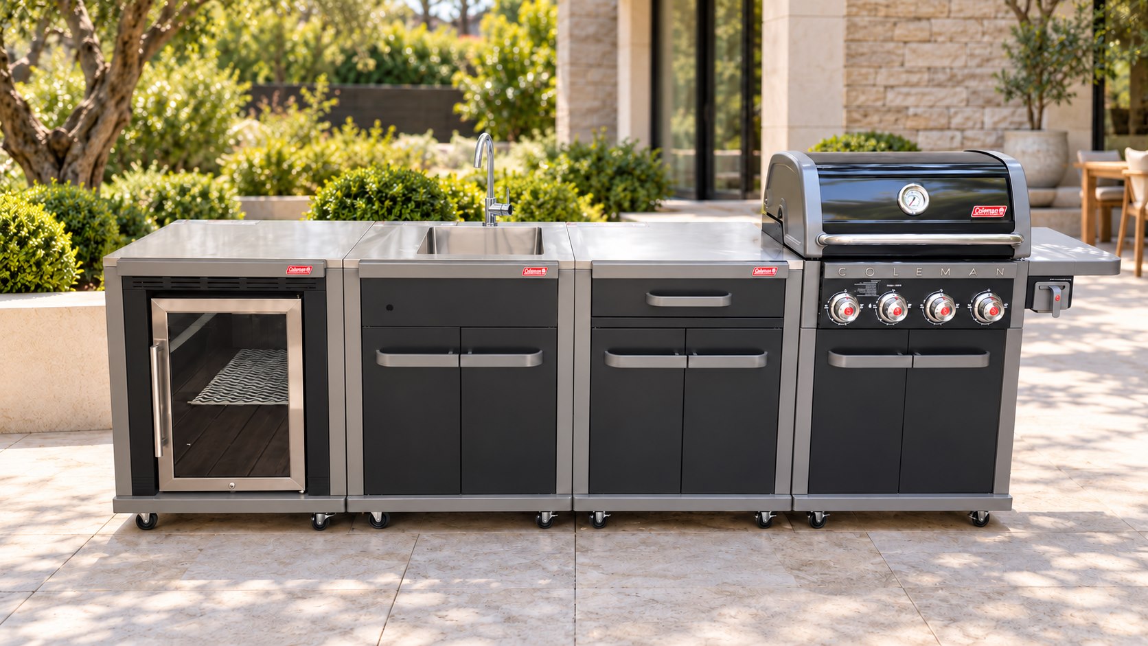 גריל רבולושן 4 שחור +  יח’ כיור + יח’ מקרר Coleman + ארון אחסון 