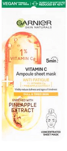 מסיכת פנים סדינים | אנרגטית | 15 גרם | Garnier Skin Naturals Ampoule Sheet Mask