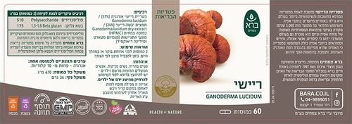 ברא- ריישי GANODERMA LUCIDUM | מכיל 60 כמוסות |