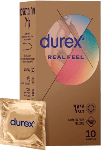 קונדומים דורקס | REAL FEEL | ללא לטקס | מכיל 10 קונדומים | DUREX
