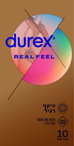 קונדומים דורקס | REAL FEEL | ללא לטקס | מכיל 10 קונדומים | DUREX