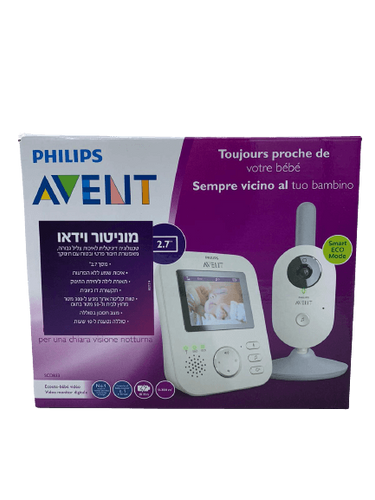 פיליפס | אוונט | מוניטור וידאו | טכנולוגיה דיגיטלית | איכות צליל גבוהה | תאורת לילה ליחידת התינוק | מסך 2.7 | סוללה נטענת ל10 שעות