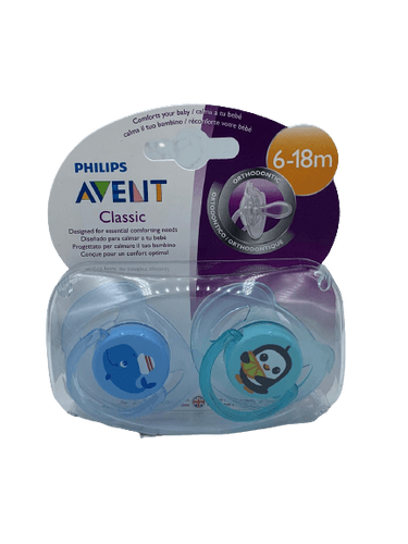 זוג מוצצי סיליקון אבנט קלאסיק avent classic | לגילאים 6-18 חודשים | -