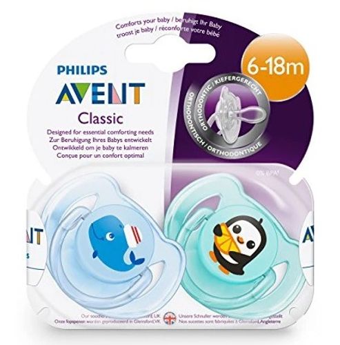 זוג מוצצי סיליקון אבנט קלאסיק avent classic | לגילאים 6-18 חודשים | -
