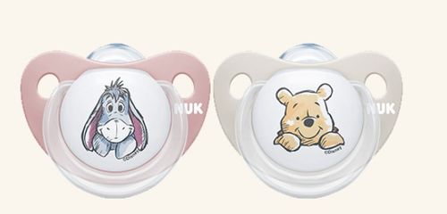 זוג מוצצי נוק דיסני NUK Disney Baby | סיליקון 6-18 חודשים | פו הדוב ורוד-קרם |